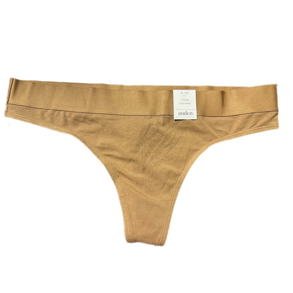 Auden Womens XL 16 Thong Cotton Blend Brown‎ Seamless Underwear New With Tags